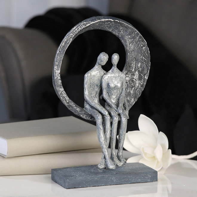 Gilde Figuur 'Love Place', polyresin, antique silver finish