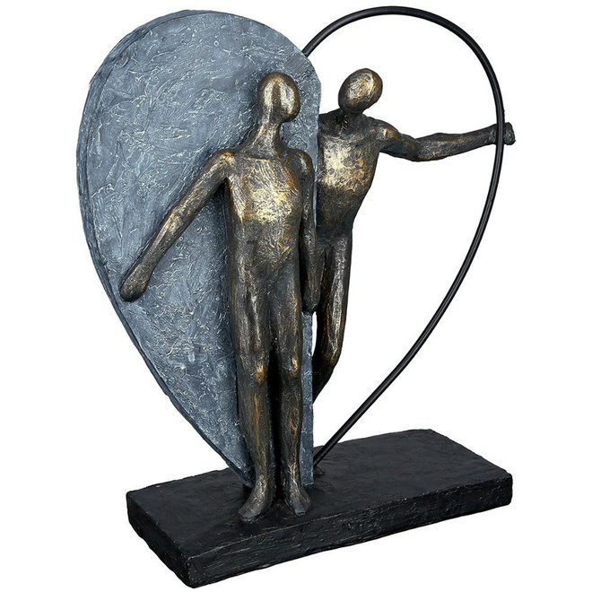 Figuur 'Heartbeat', polyresin, antique bronze finish, H31cm