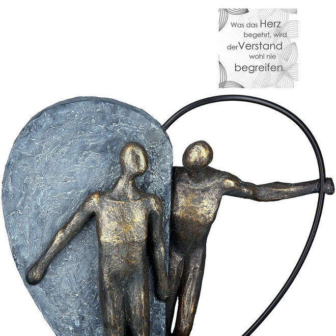 Figuur 'Heartbeat', polyresin, antique bronze finish, H31cm
