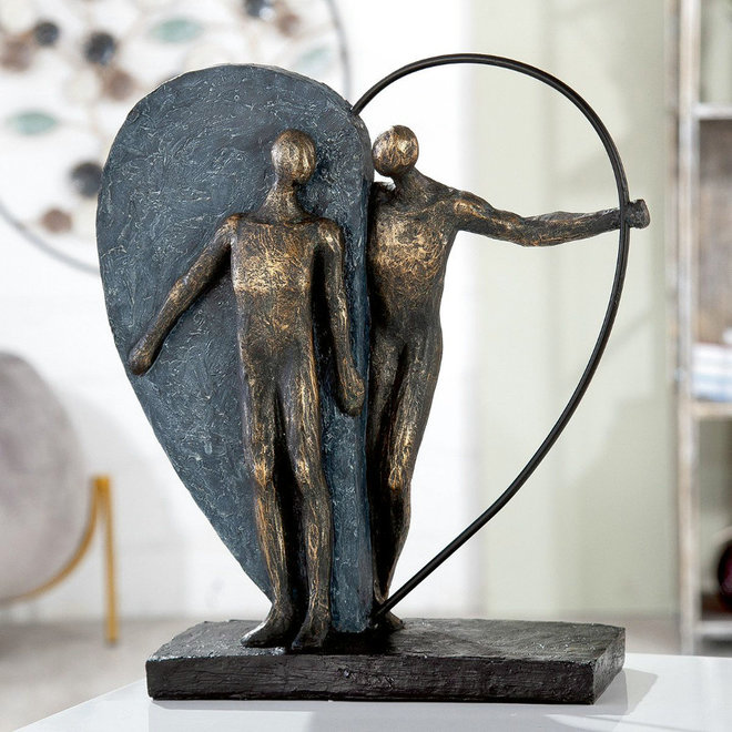 Figuur 'Heartbeat', polyresin, antique bronze finish, H31cm