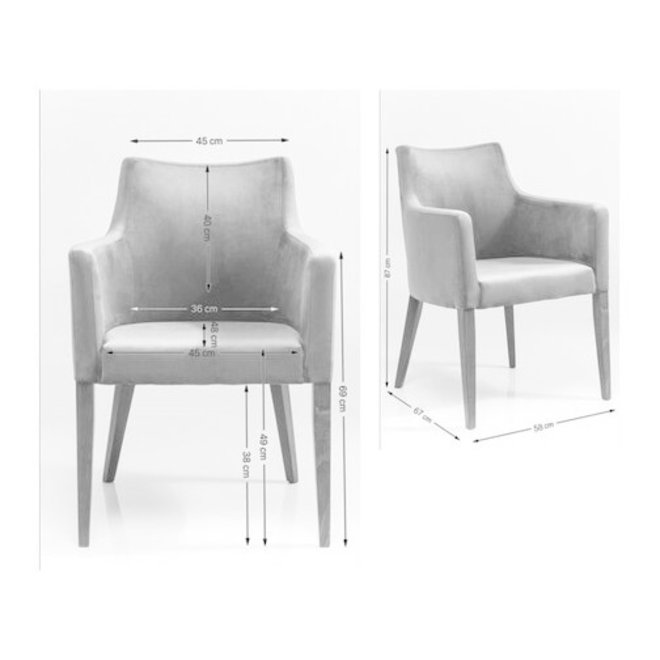 Eetkamerstoel Fauteuil Black Mode Velvet grijs