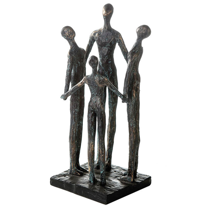 Figuur 'Group', polyresin, antique bronze finish, H30cm