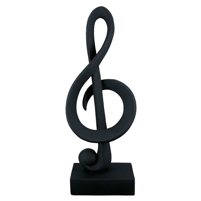 Sculptuur muzieksleutel in zwart polyresin, H39cm
