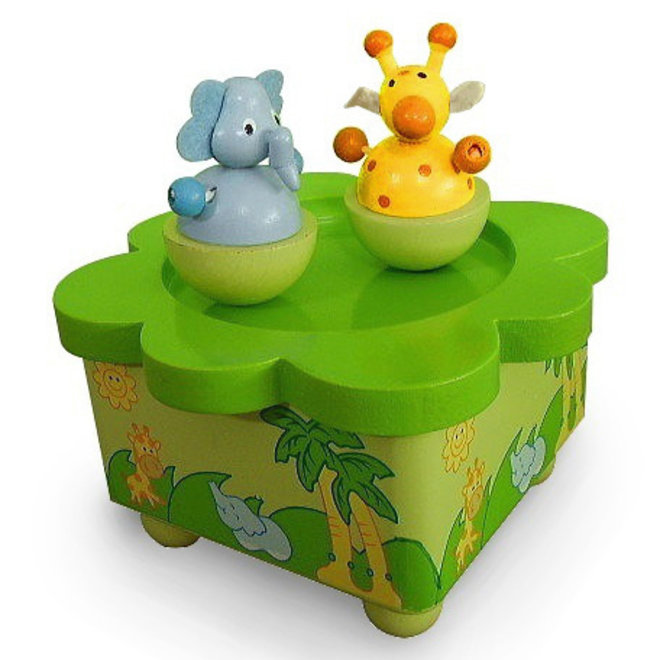 Speeldoos dansende Olifant & Giraffe