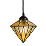 Tiffany Hanglamp Aiko Yellow, linnen snoer