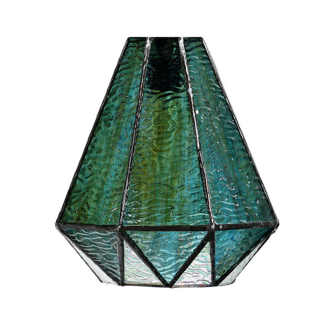 Tiffany Hanglamp Arata Green, linnen snoer
