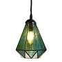 Tiffany Hanglamp Arata Green, linnen snoer