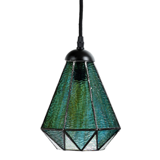 Tiffany Hanglamp Arata Green, linnen snoer