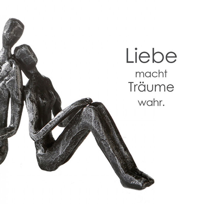 Metal-Sculpture 'Dreaming', antique silver finish