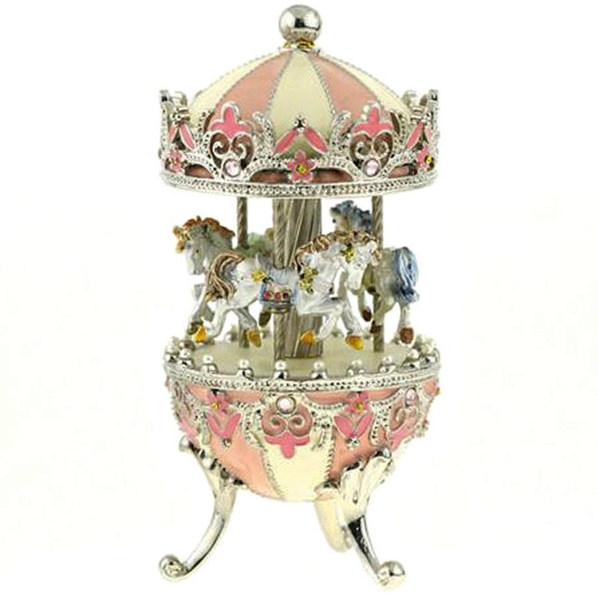 Fabergé Stijl 'Carrousel' Roze/Wit