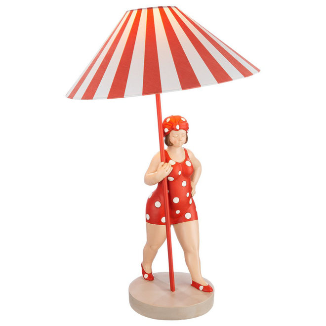 Tafellamp Becky, rood/wit H60cm