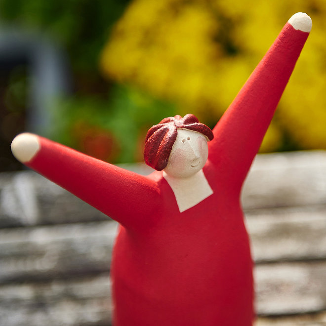 Vrolijke Vrouw, Freudenmädchen, Keramiek rood H27cm
