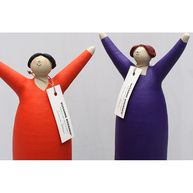 Vrolijke Vrouw, Freudenmädchen, Keramiek oranje H27cm