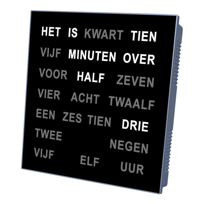 Woordklok Nederlands, Zwart 28x28cm