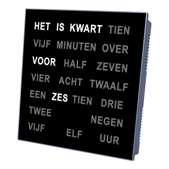 Woordklok Nederlands, Zwart 28x28cm