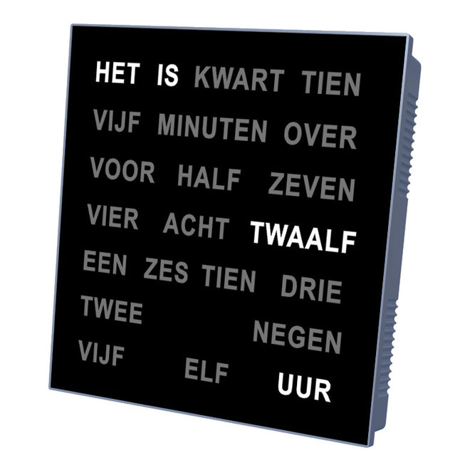 Woordklok Nederlands, Zwart 28x28cm