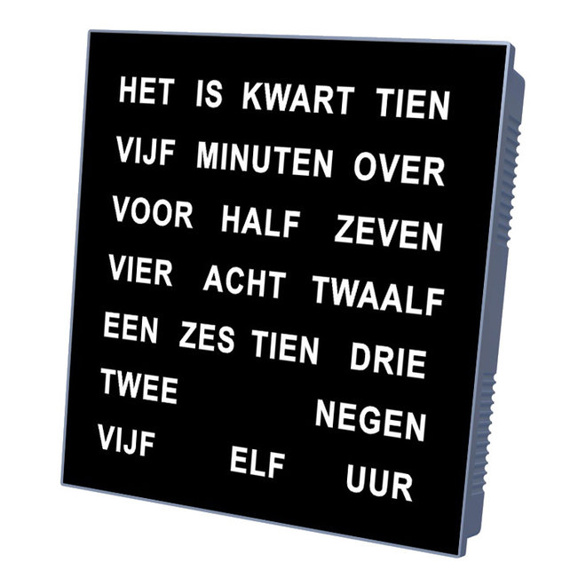 Woordklok Nederlands, Zwart 28x28cm