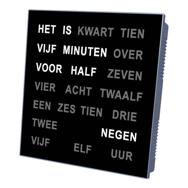 Woordklok Nederlands, Zwart 28x28cm