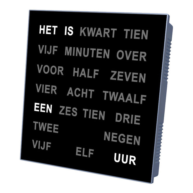 Woordklok Nederlands, Zwart 28x28cm