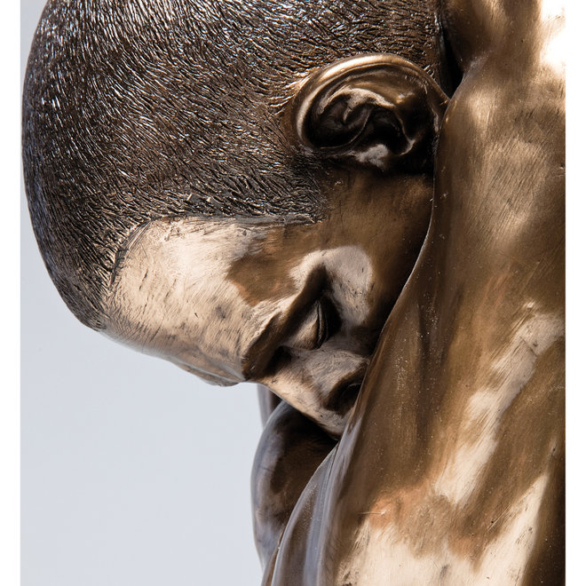 Figuur 'Man Squatting' XL, polyresin, bronze H45cm