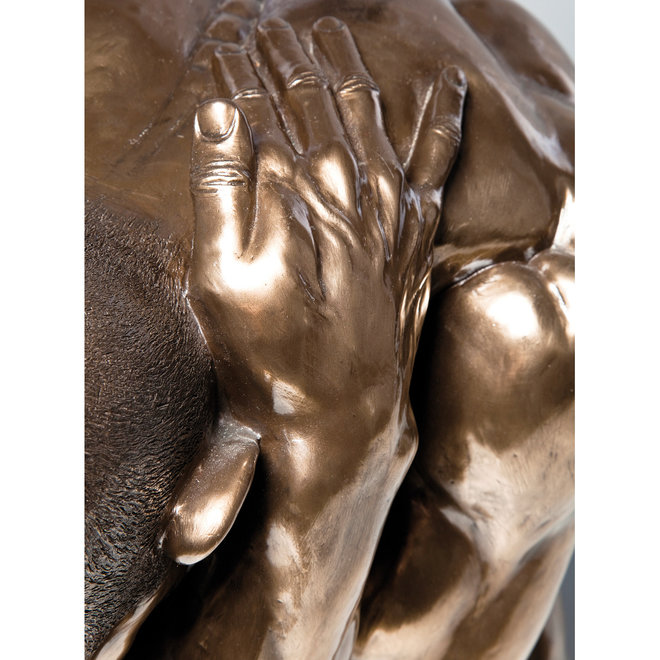Figuur 'Man Squatting' XL, polyresin, bronze H45cm