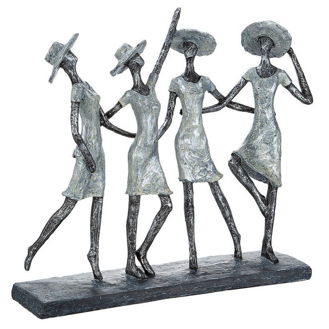 Figuur '4 Ladies', polyresin, antique silver finish, H34cm
