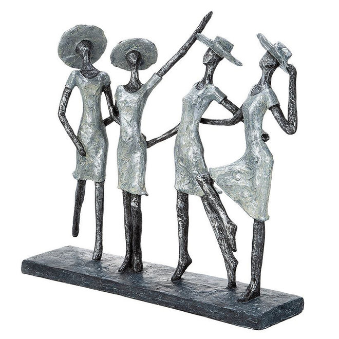 Figuur '4 Ladies', polyresin, antique silver finish, H34cm