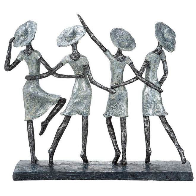 Figuur '4 Ladies', polyresin, antique silver finish, H34cm
