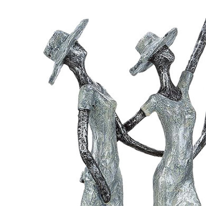 Figuur '4 Ladies', polyresin, antique silver finish, H34cm