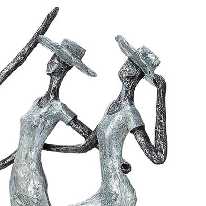 Figuur '4 Ladies', polyresin, antique silver finish, H34cm