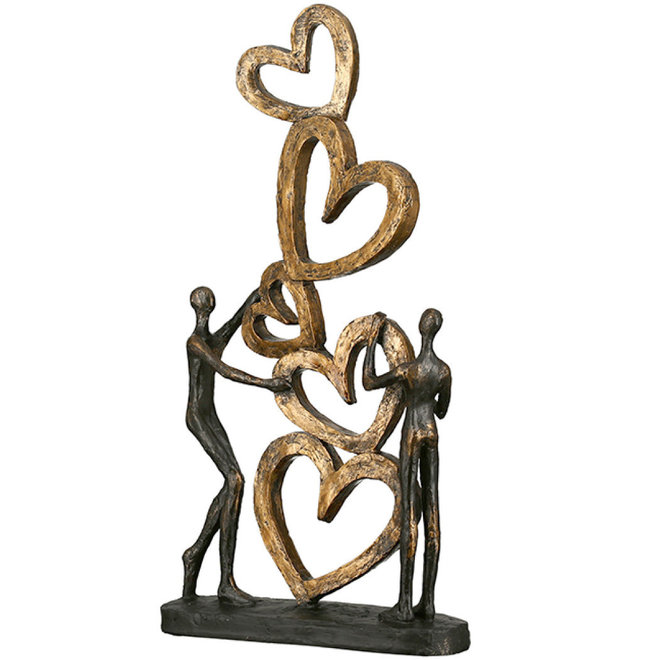 Figuur 'Heart to Heart', polyresin, antique bronze finish, H41cm