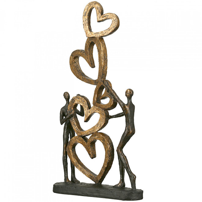 Figuur 'Heart to Heart', polyresin, antique bronze finish, H41cm