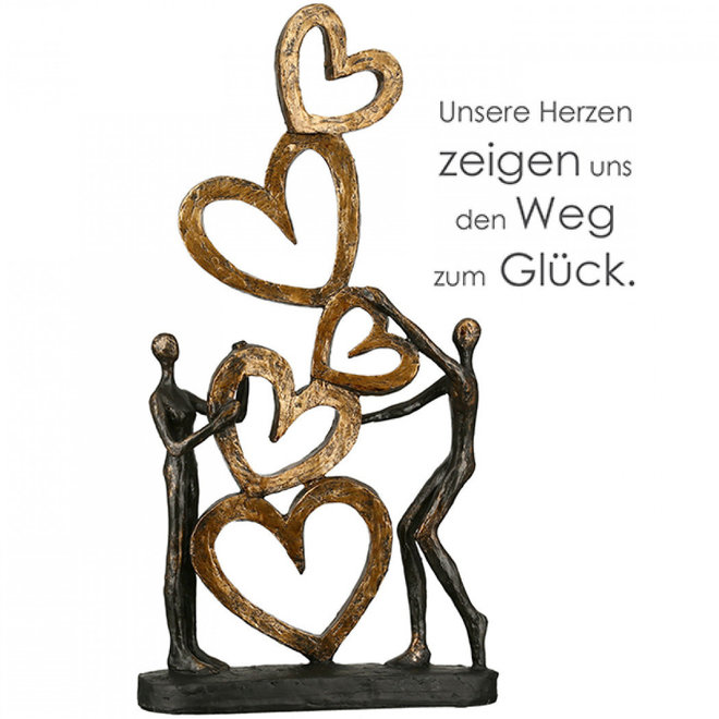 Figuur 'Heart to Heart', polyresin, antique bronze finish, H41cm