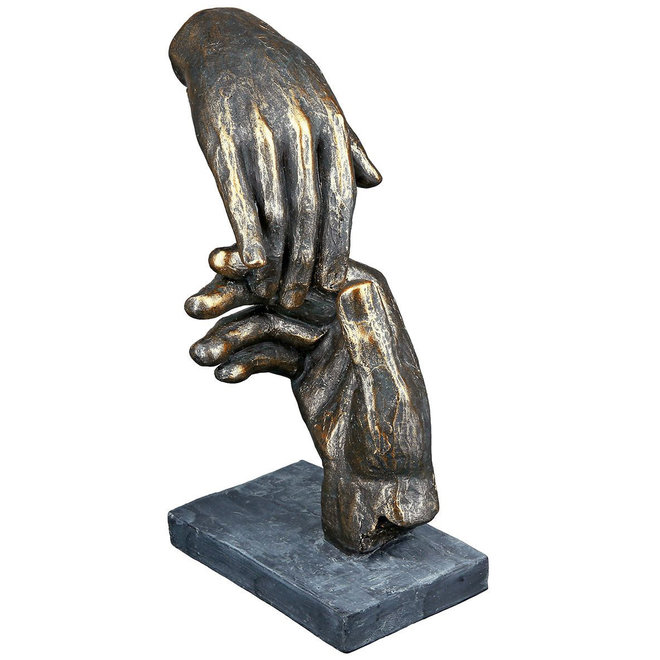 Figuur 'Two Hands', polyresin, antique bronze finish, H20cm