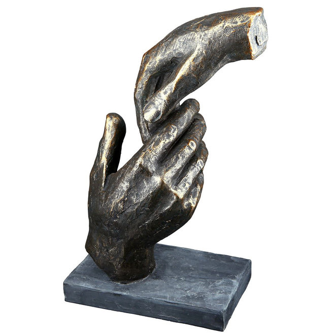 Figuur 'Two Hands', polyresin, antique bronze finish, H20cm