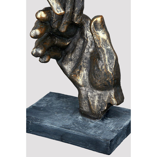 Figuur 'Two Hands', polyresin, antique bronze finish, H20cm