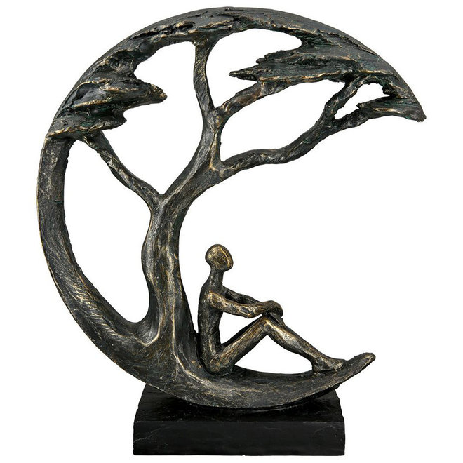 Figuur 'Daydreamer', polyresin, antique bronze finish, H32cm