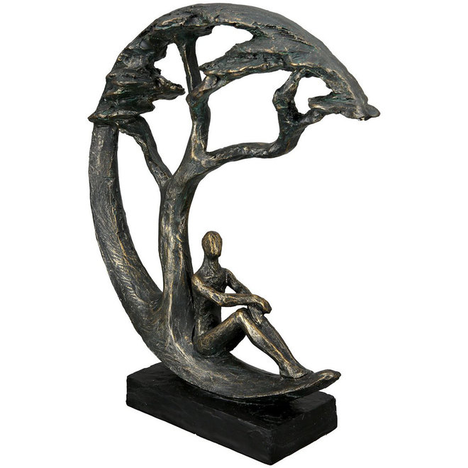 Figuur 'Daydreamer', polyresin, antique bronze finish, H32cm