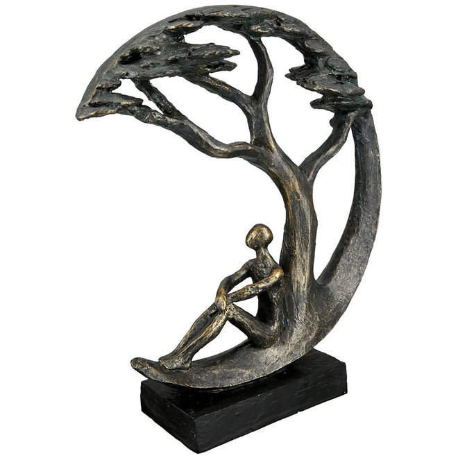 Figuur 'Daydreamer', polyresin, antique bronze finish, H32cm