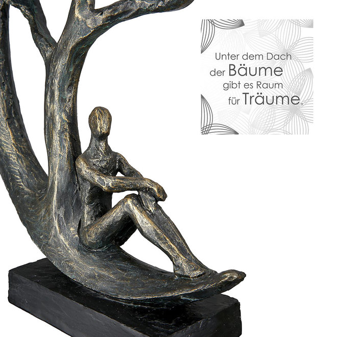 Figuur 'Daydreamer', polyresin, antique bronze finish, H32cm