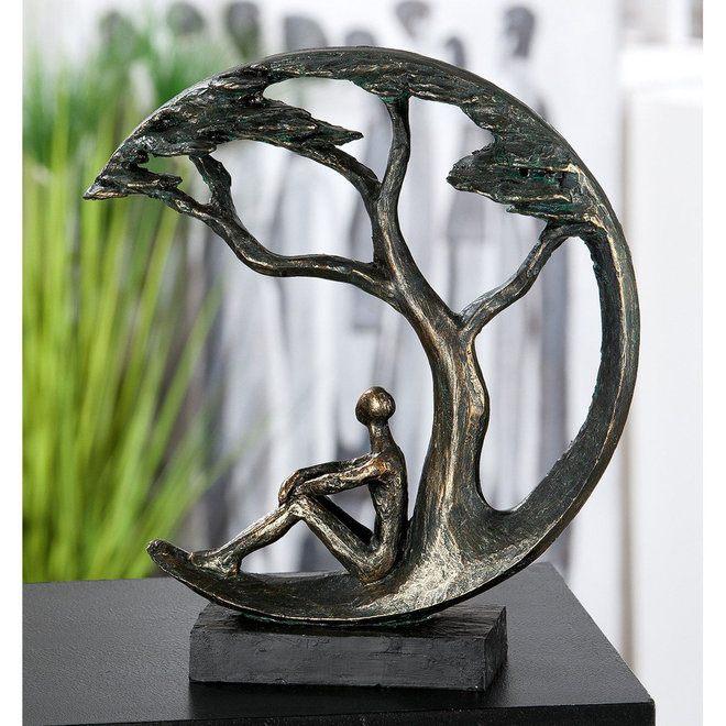 Figuur 'Daydreamer', polyresin, antique bronze finish, H32cm
