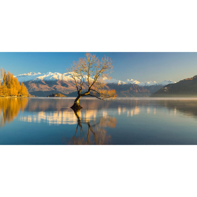 Acryl glas 'Mountain panorama with lake' 66x140