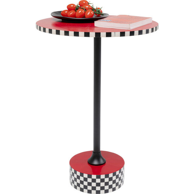 Bijzettafel Domero Checkers Red Ø40cm