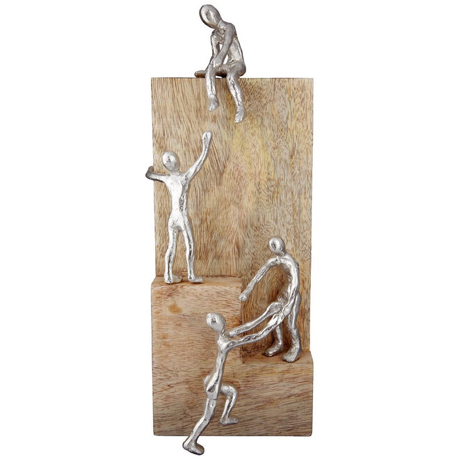 Sculptuur 'Helping Hand' mangohout, aluminium, H39cm