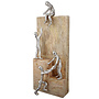 Sculptuur 'Helping Hand' mangohout, aluminium, H39cm