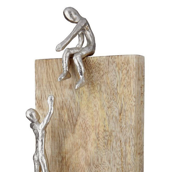 Sculptuur 'Helping Hand' mangohout, aluminium, H39cm
