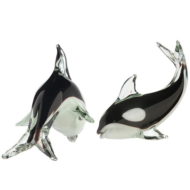 Glassculptuur set 'Killer whale'