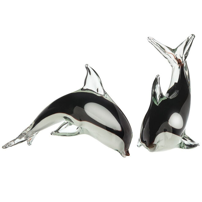 Glassculptuur set 'Killer whale'