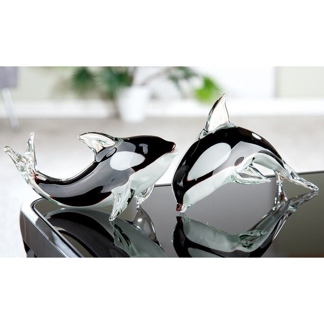 Glassculptuur set 'Killer whale'