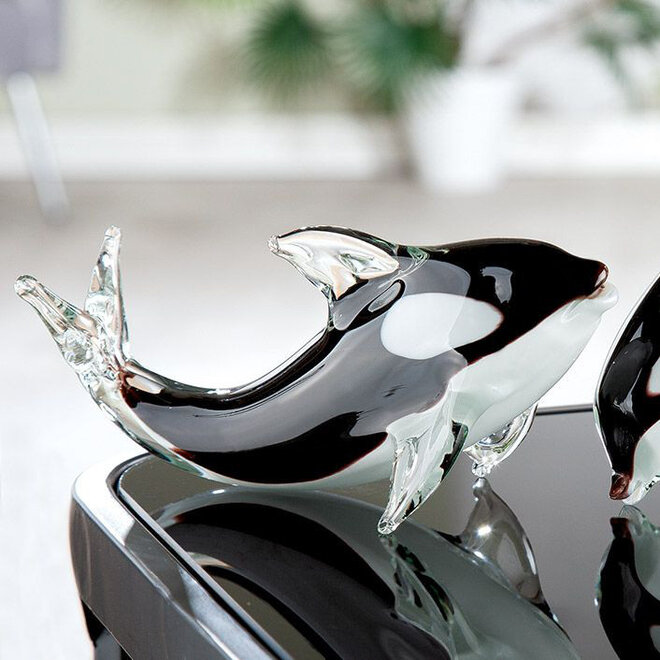 Glassculptuur set 'Killer whale'